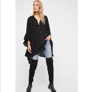 Free People Black Mini Dress Tunic Love Is Top